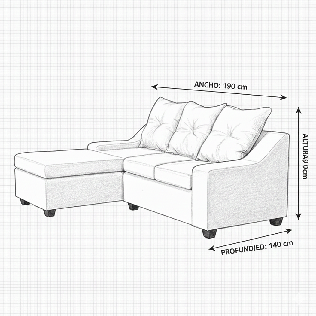 Seccional Viena Intercambiable  Gris  Oscuro 190x140x90 2