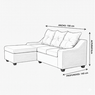 Seccional Viena Intercambiable  Gris  Oscuro 190x140x90