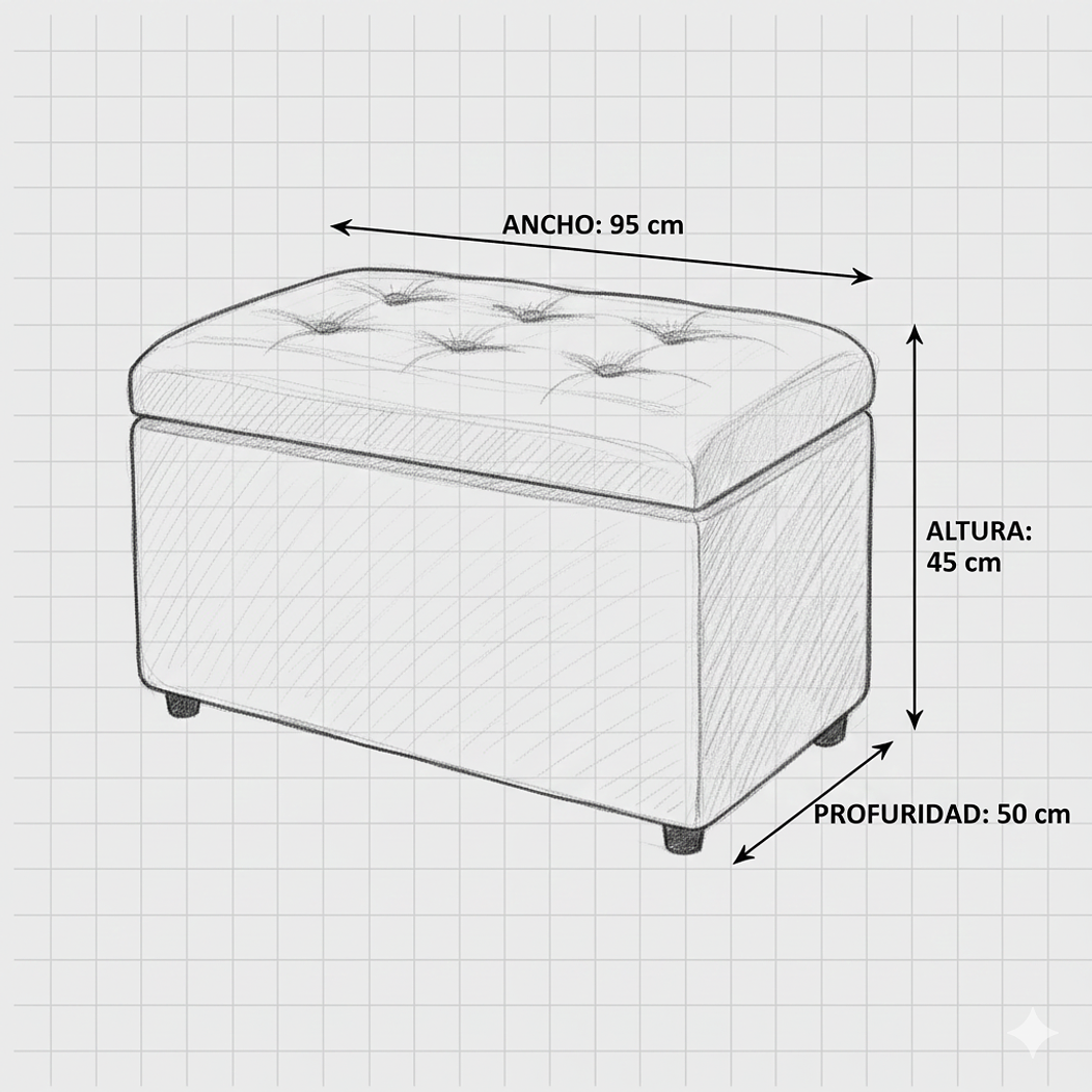 Banqueta Baúl Gris Oscuro 95x50x45 5