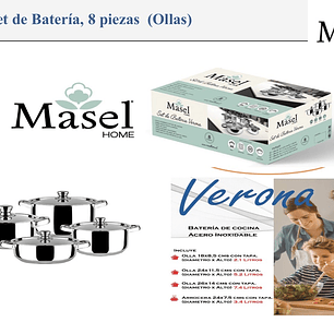 Batería de cocina  Verona 8 piezas Silver- Acero Inoxidable