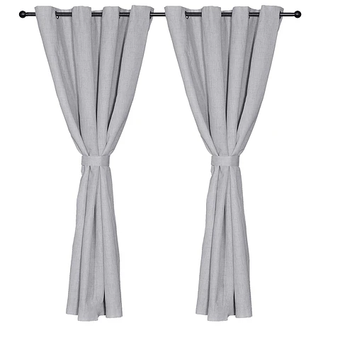Set 2 CortinaS Black Out Lino Gris claro