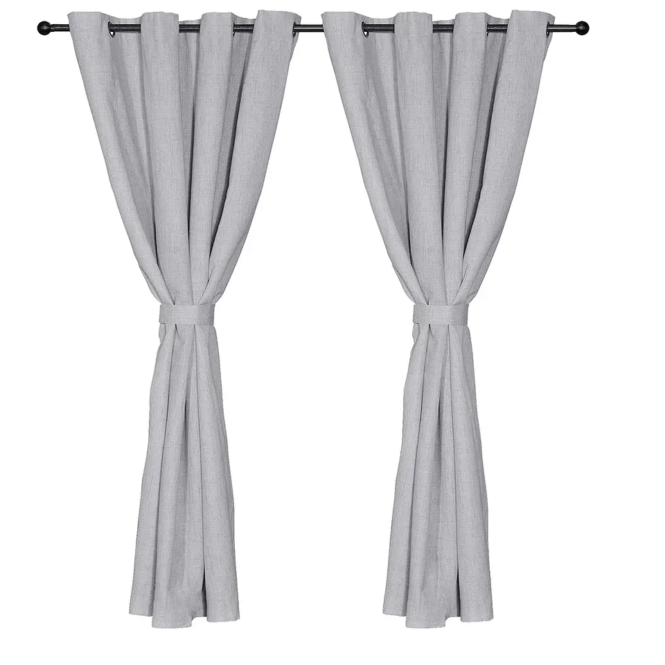 Set 2 CortinaS Black Out Lino Gris claro 2