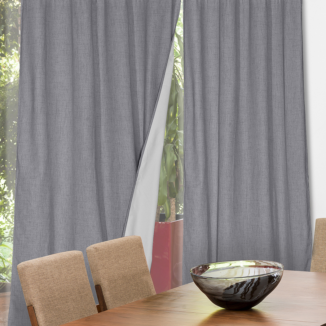 Set 2 CortinaS Black Out Lino Gris  1
