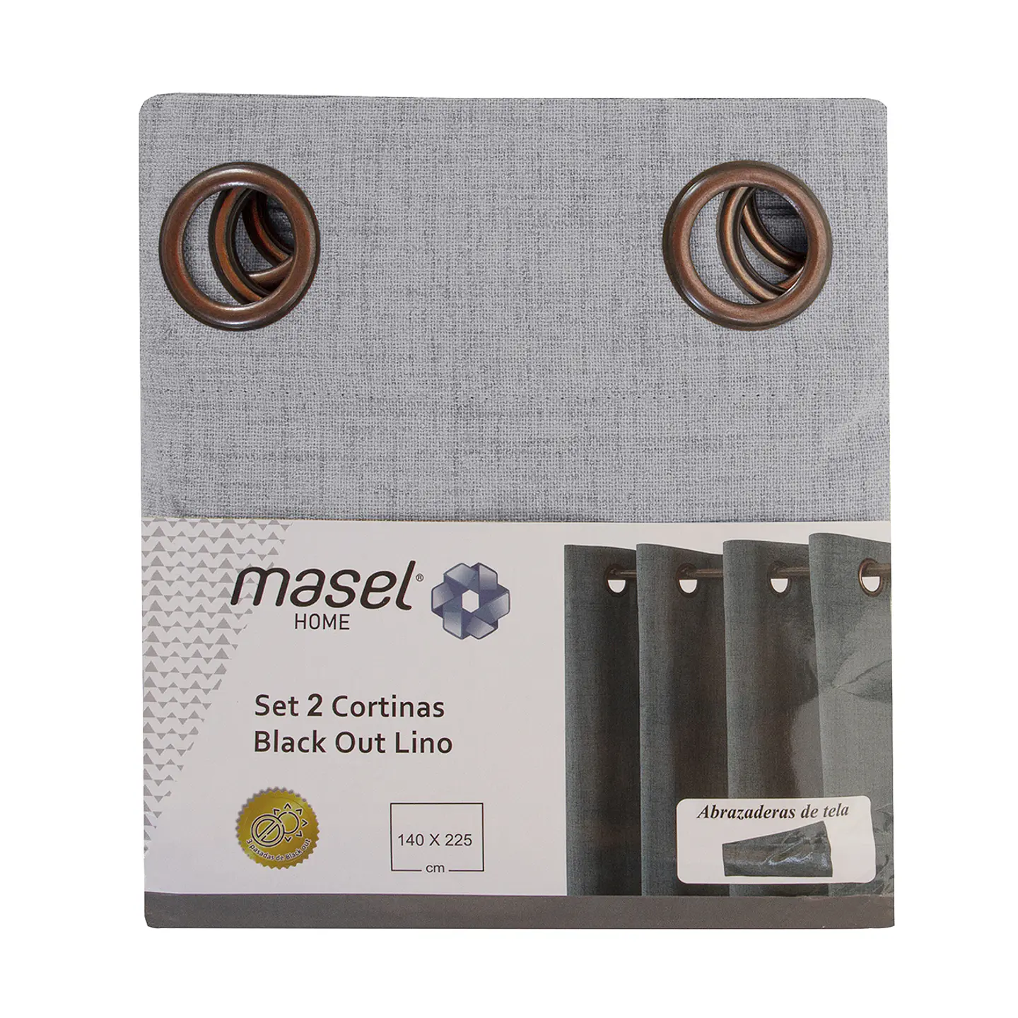 Set 2 CortinaS Black Out Lino Gris  3