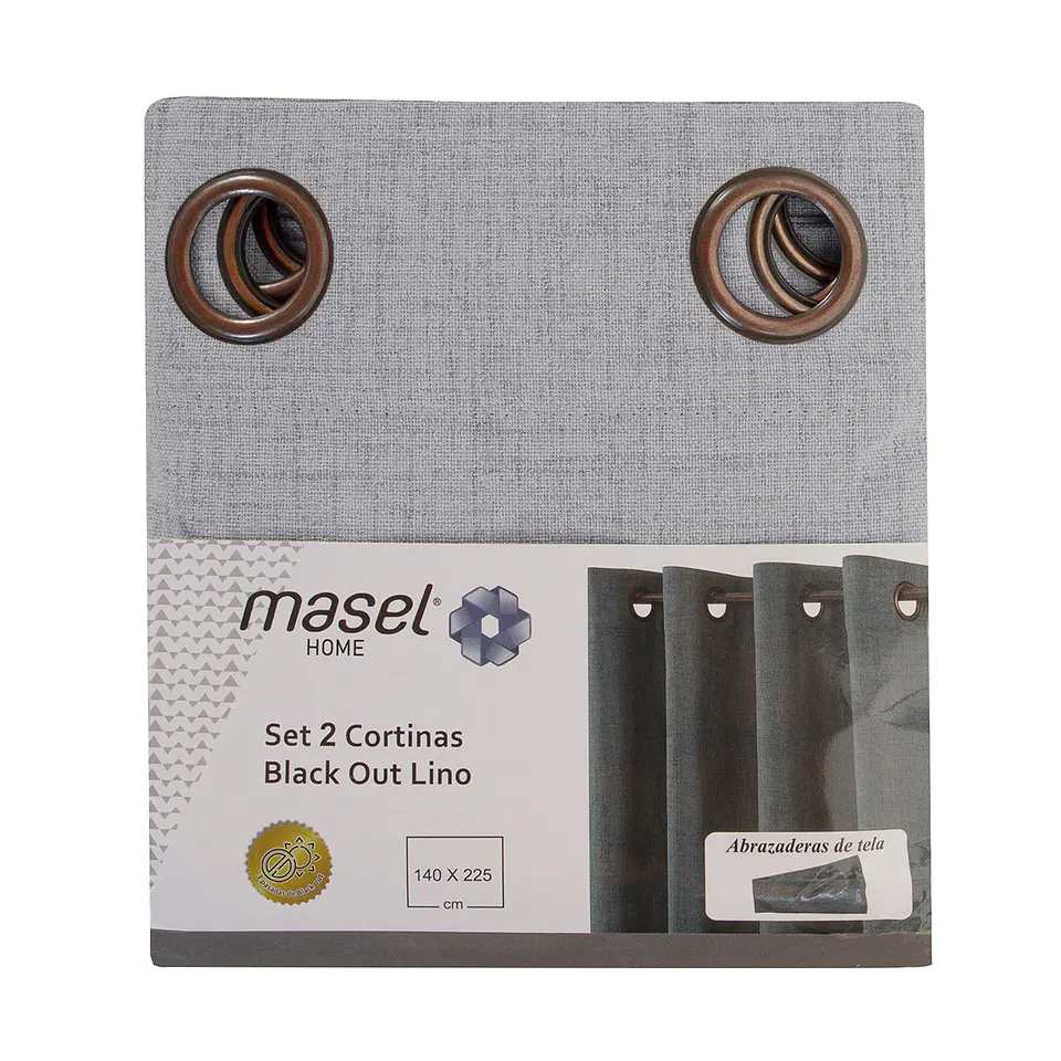 Set 2 CortinaS Black Out Lino Gris  3