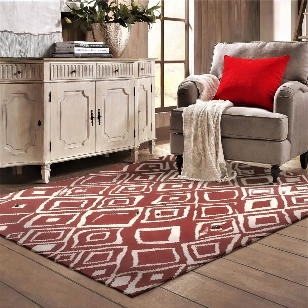 Set Alfombra 160x230  Anat3  Roja  + 2 Cojines Felpa ROJA 1