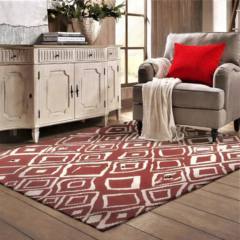 Set Alfombra 160x230  Anat3  Roja  + 2 Cojines Felpa ROJA