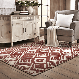 Set  Alfombra 160x230 Anat3  Rojo c/2 Cojines Felpa Ivory