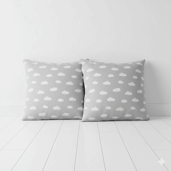 Set 2 cojines lona nube 50 x 50 GRIS 1