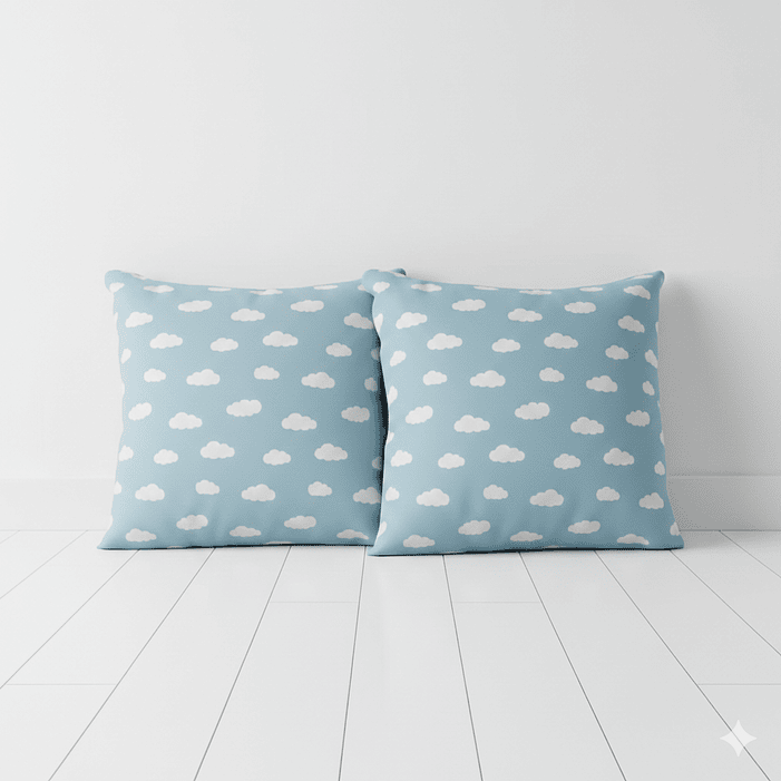 Set 2 cojines lona nube 50 x 50 AZUL 1