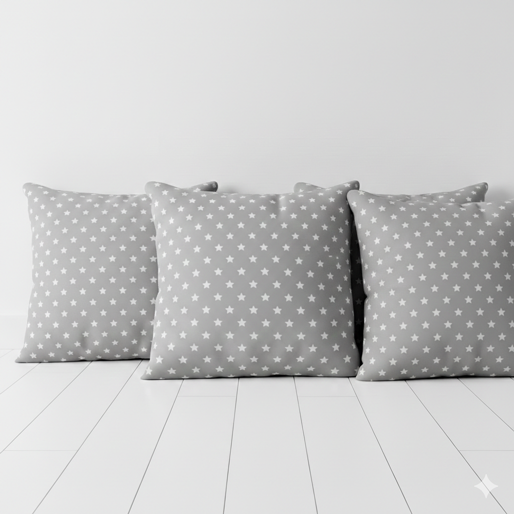 Set 4 Cojines Estrellitas Mini Grey 50x50cm 1