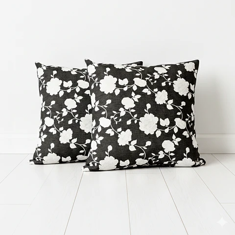 Set 2 Cojines Lona Roberta Negro 50x50cm