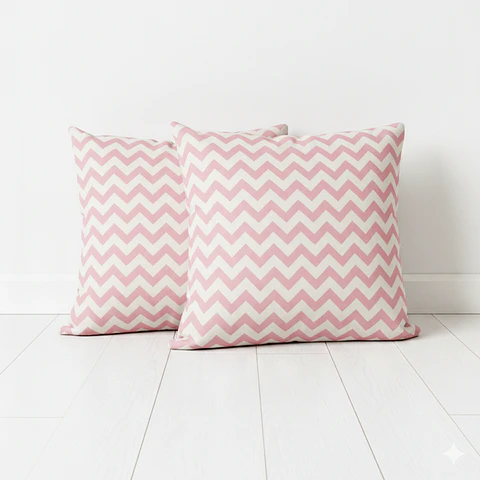 SET 2 Cojines Lona Zig Zag Rosado 50x50cm