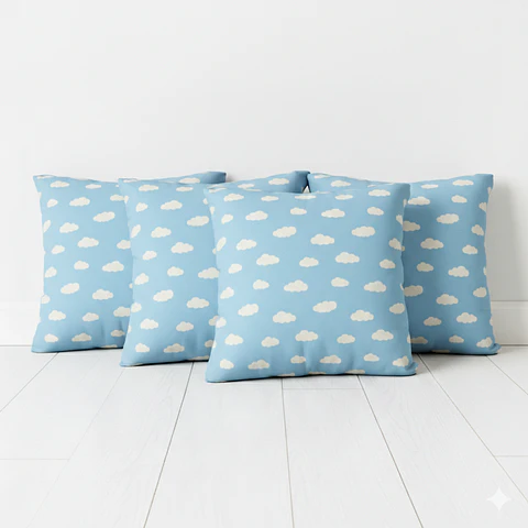Set 4 cojines lona nube 50 x 50 AZUL