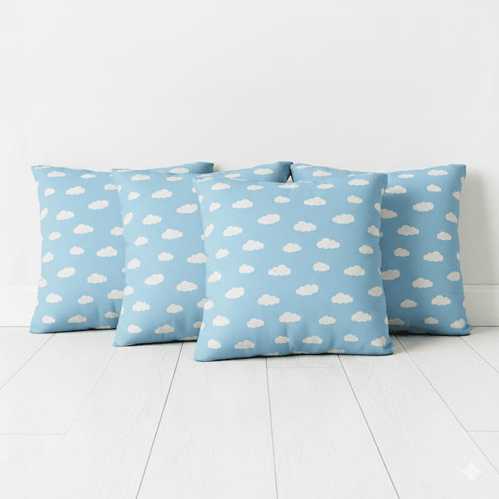 Set 4 cojines lona nube 50 x 50 AZUL 1