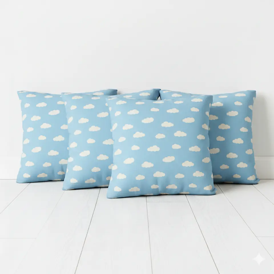 Set 4 cojines lona nube 50 x 50 AZUL 1