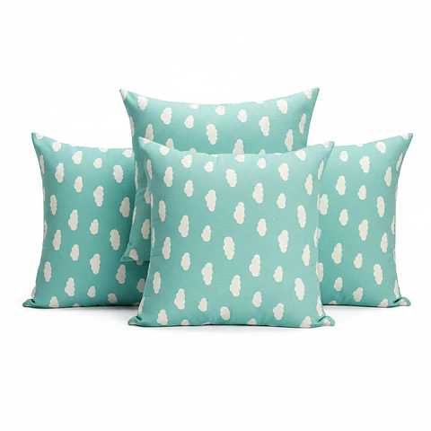 Set 4 Cojines Lona Nubes  Jade  50x50cm