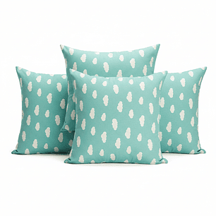 Set 4 Cojines Lona Nubes  Jade  50x50cm