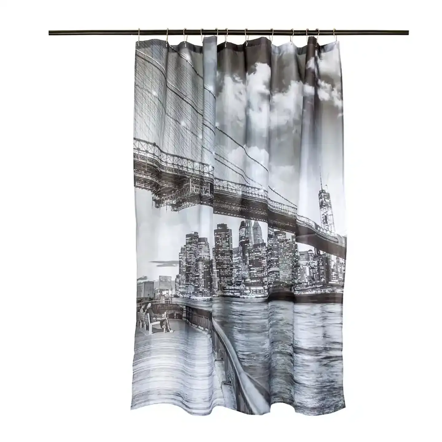 Set Cortina Baño Bridge Brooklyn con juego de Toallas Florentino negro 100% algodon 3