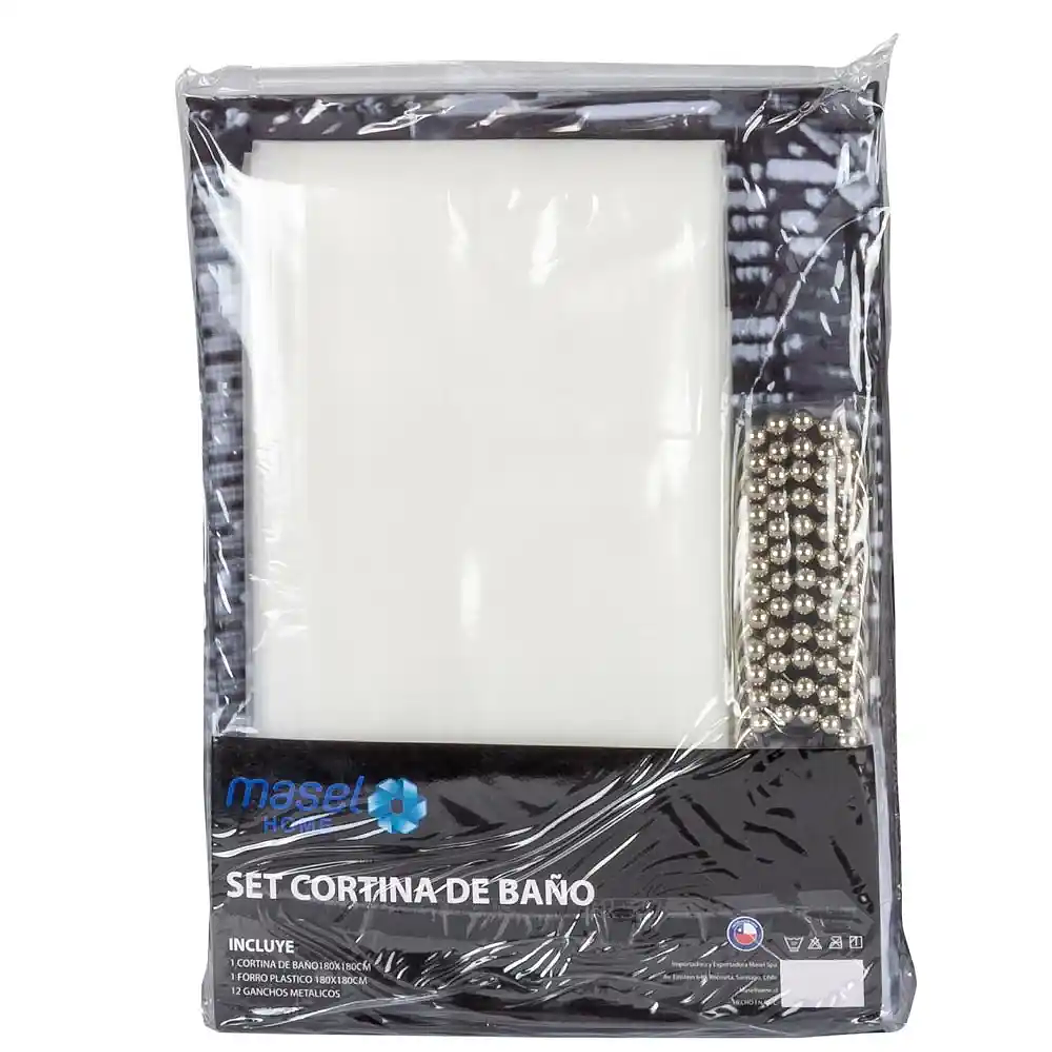 Set Cortina Baño Bridge Brooklyn con juego de Toallas Florentino blanca 100% algodon 4