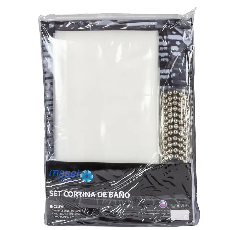 Set Cortina Baño Bridge Brooklyn con juego de Toallas Florentino blanca 100% algodon 4