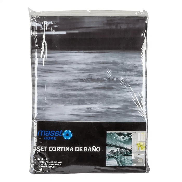 Set Cortina Baño Bridge Brooklyn con juego de Toallas Florentino blanca 100% algodon 5