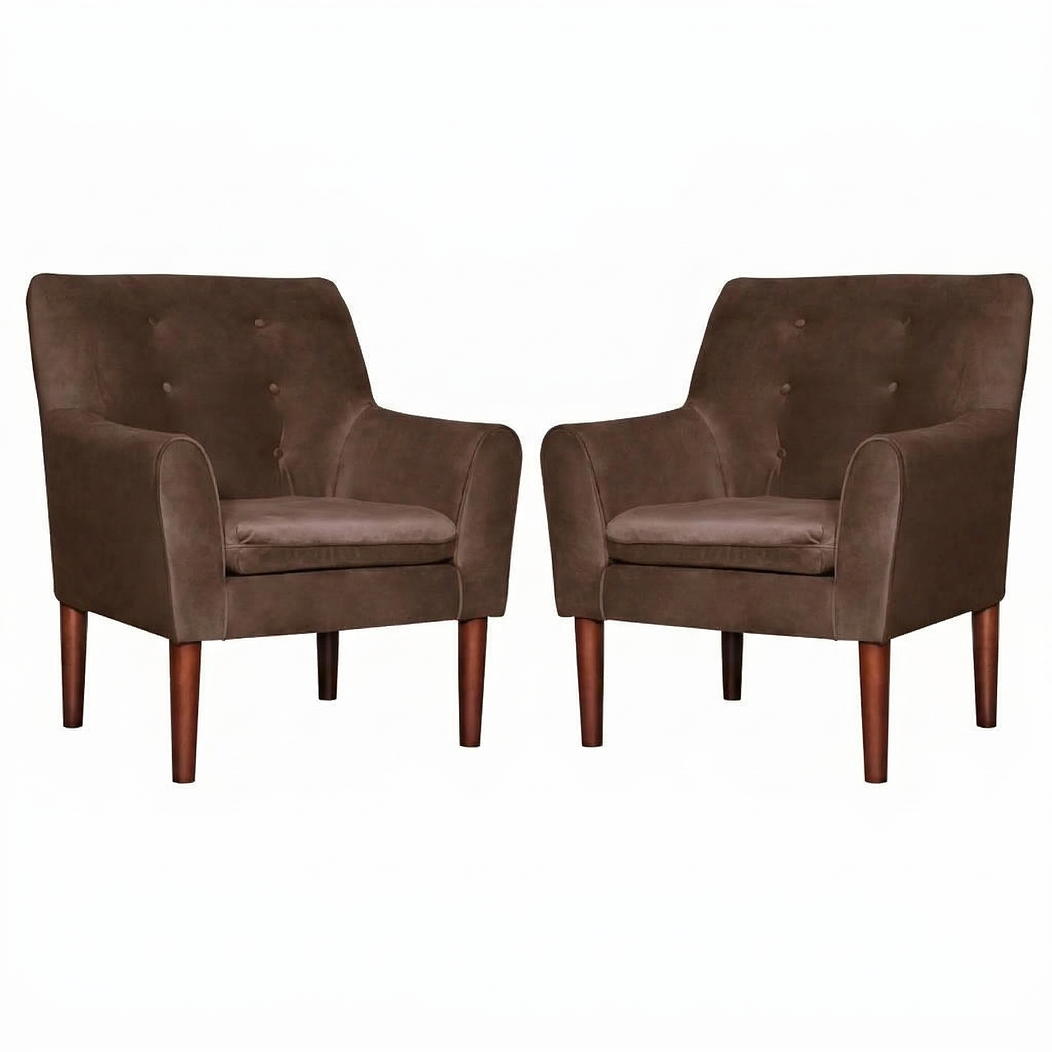 Set 2 Poltronas Bergen Felpa  chocolate 78 x 70 x 98 1