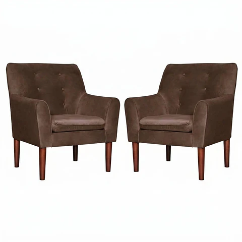 Set 2 Poltronas Bergen Felpa  chocolate 78 x 70 x 98