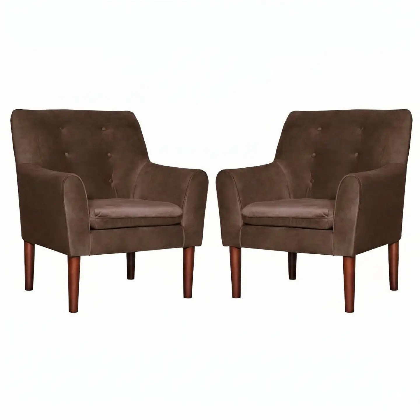Set 2 Poltronas Bergen Felpa  chocolate 78 x 70 x 98 1