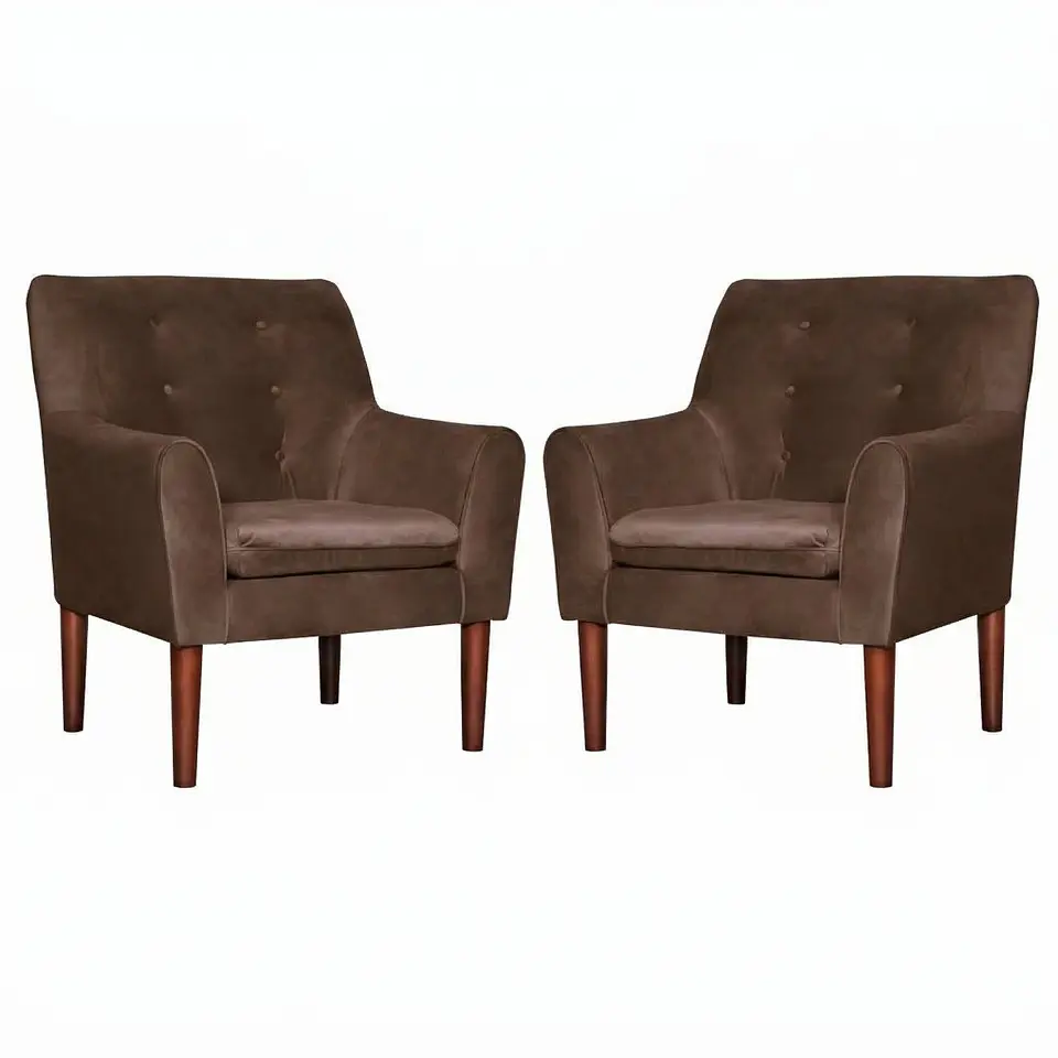 Set 2 Poltronas Bergen Felpa  chocolate 78 x 70 x 98 1