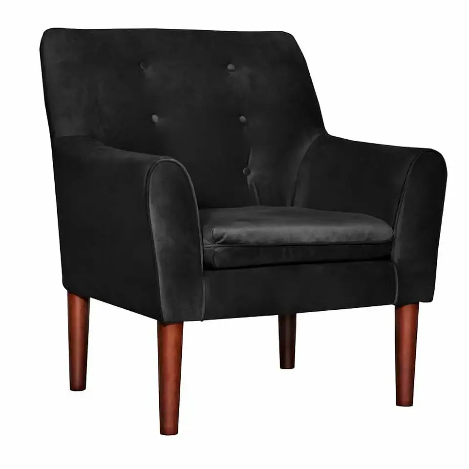 Set 2 Poltronas Bergen Felpa  Black 78 x 70 x 98 3