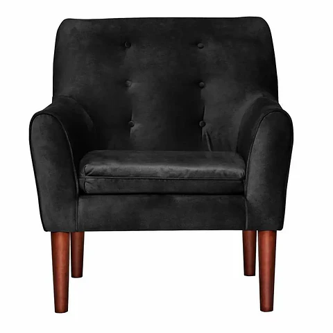 Set 2 Poltronas Bergen Felpa  Black 78 x 70 x 98