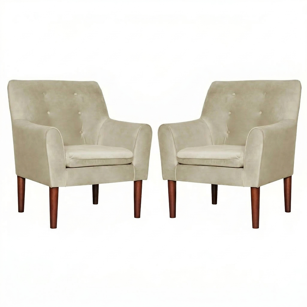 Set 2 Poltronas Bergen Felpa  Beige 78 x 70 x 98 1