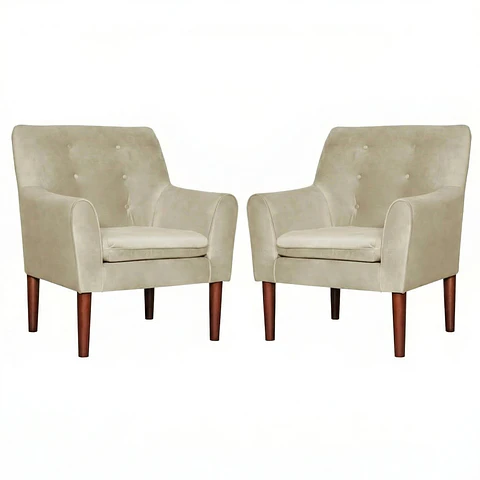 Set 2 Poltronas Bergen Felpa  Beige 78 x 70 x 98