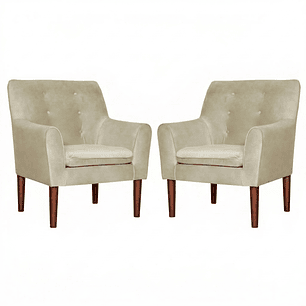Set 2 Poltronas Bergen Felpa  Beige 78 x 70 x 98