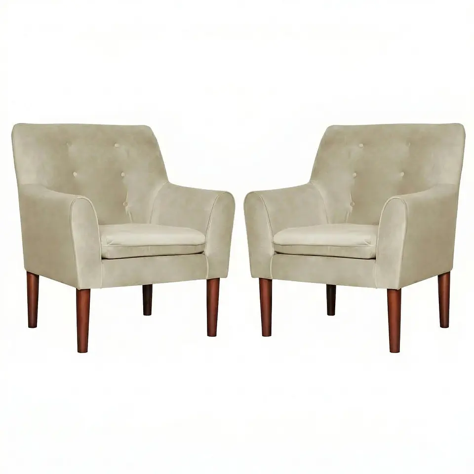 Set 2 Poltronas Bergen Felpa  Beige 78 x 70 x 98 1