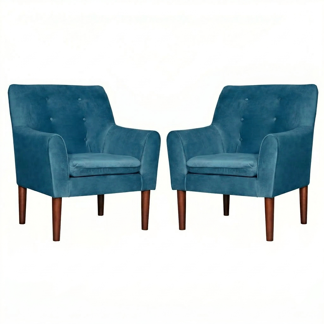 Set 2 Poltronas Bergen Felpa  Turquesa 78 x 70 x 98 1