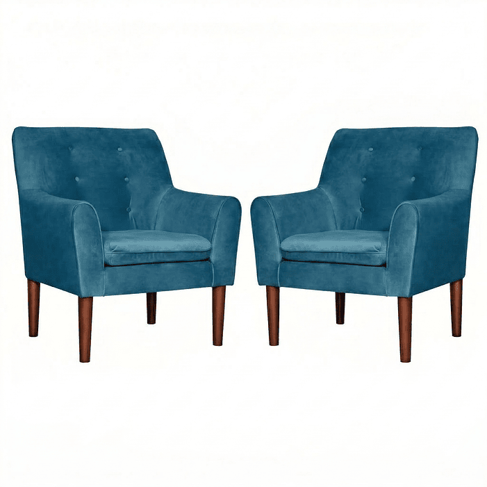 Set 2 Poltronas Bergen Felpa  Turquesa 78 x 70 x 98 1