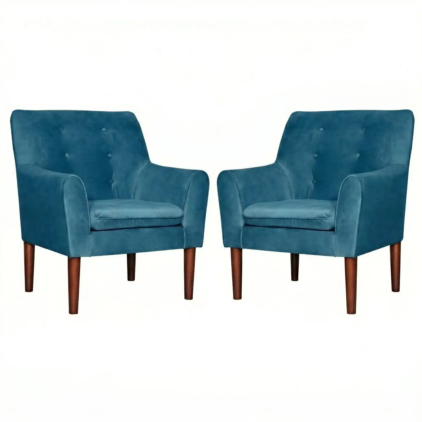 Set 2 Poltronas Bergen Felpa  Turquesa 78 x 70 x 98 1