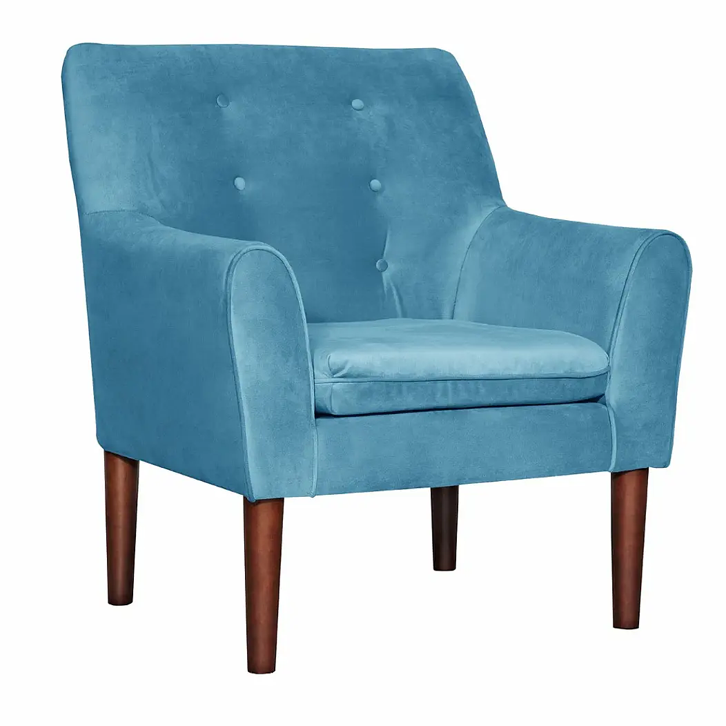 Set 2 Poltronas Bergen Felpa  Turquesa 78 x 70 x 98 3