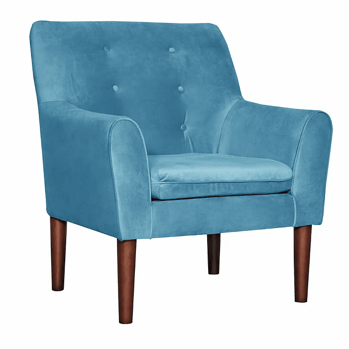 Set 2 Poltronas Bergen Felpa  Turquesa 78 x 70 x 98 3