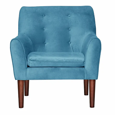 Set 2 Poltronas Bergen Felpa  Turquesa 78 x 70 x 98