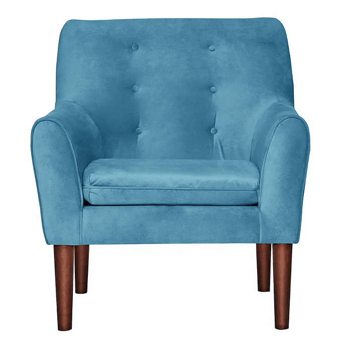 Set 2 Poltronas Bergen Felpa  Turquesa 78 x 70 x 98 2