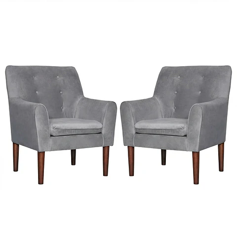 Set 2 Poltronas Bergen Felpa  Gris  78 x 70 x 98