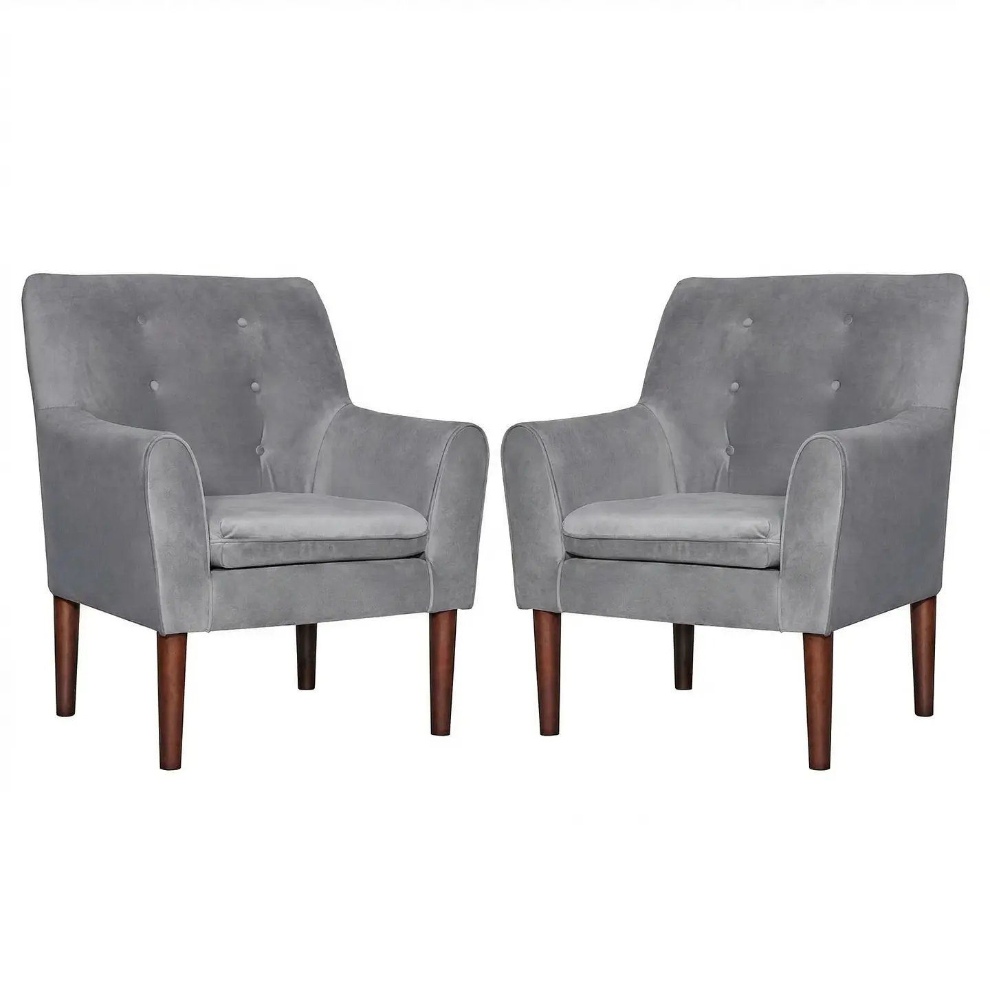 Set 2 Poltronas Bergen Felpa  Gris  78 x 70 x 98 1