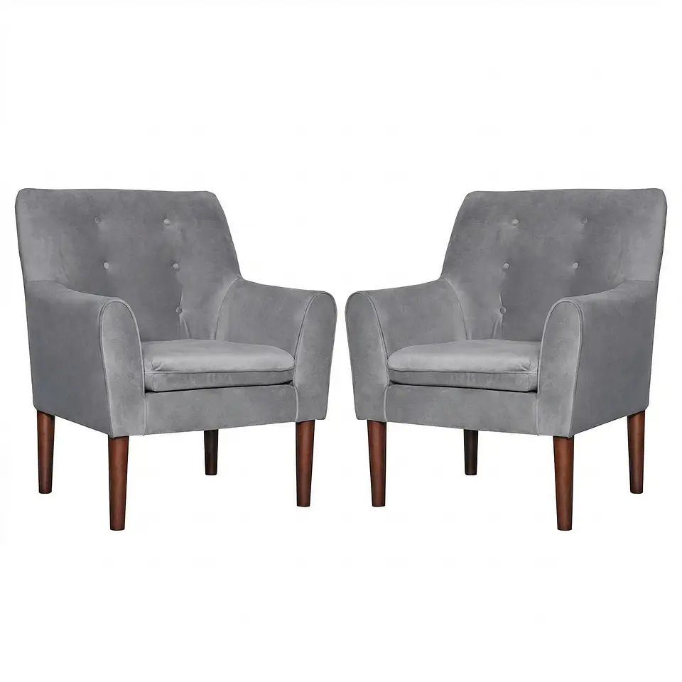 Set 2 Poltronas Bergen Felpa  Gris  78 x 70 x 98 1