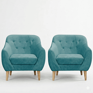  Set 2 Poltronas Norway 1C Turquesa 87x90x85