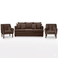 Set Sofa 3c Estambul tachas  Tela Chocolate + 2 poltronas Bergen Chocolate - Miniatura 1