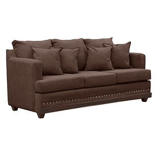 Set Sofa 3c Estambul tachas  Tela Chocolate + 2 poltronas Bergen Chocolate