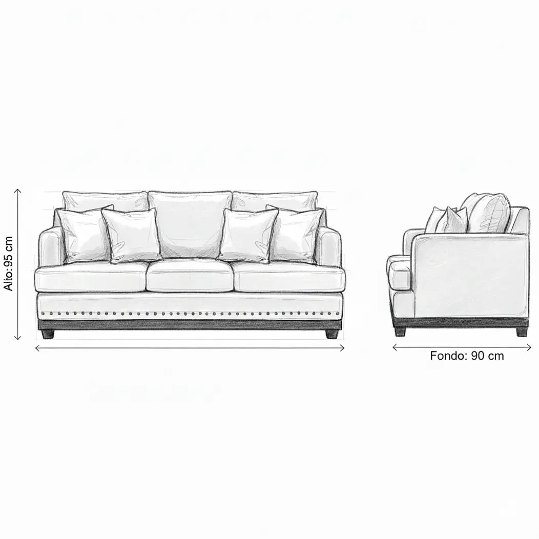 Set Sofa 3c Estambul tachas  Tela Grey + 2 poltronas Bergen Grey 8